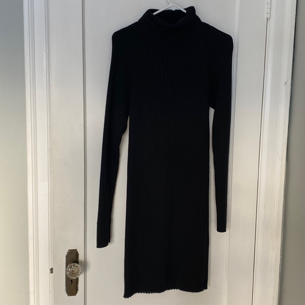 Long sleeve merino wool turtleneck dress